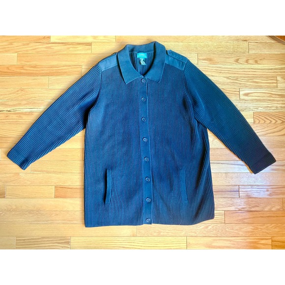Lauren Ralph Lauren Sweaters - Lauren Ralph Lauren Black Ribbed Button Front Collared Cardigan Sweater 1X